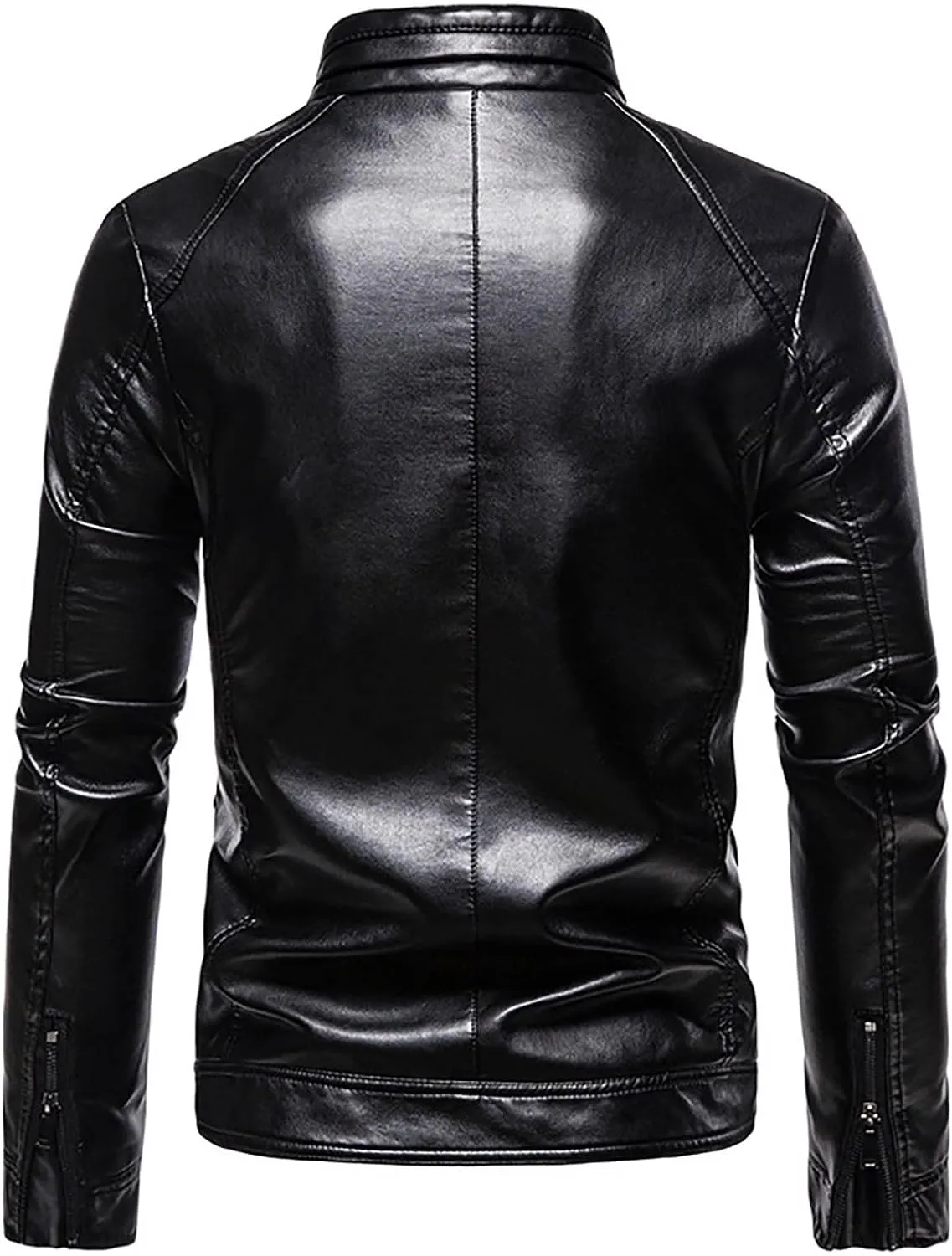 Mens Casual Fashion Streetwear Hip Hop Coats Faux Leather Jacket Lightweight Fashion Motorcycle Leather Jackets Coat