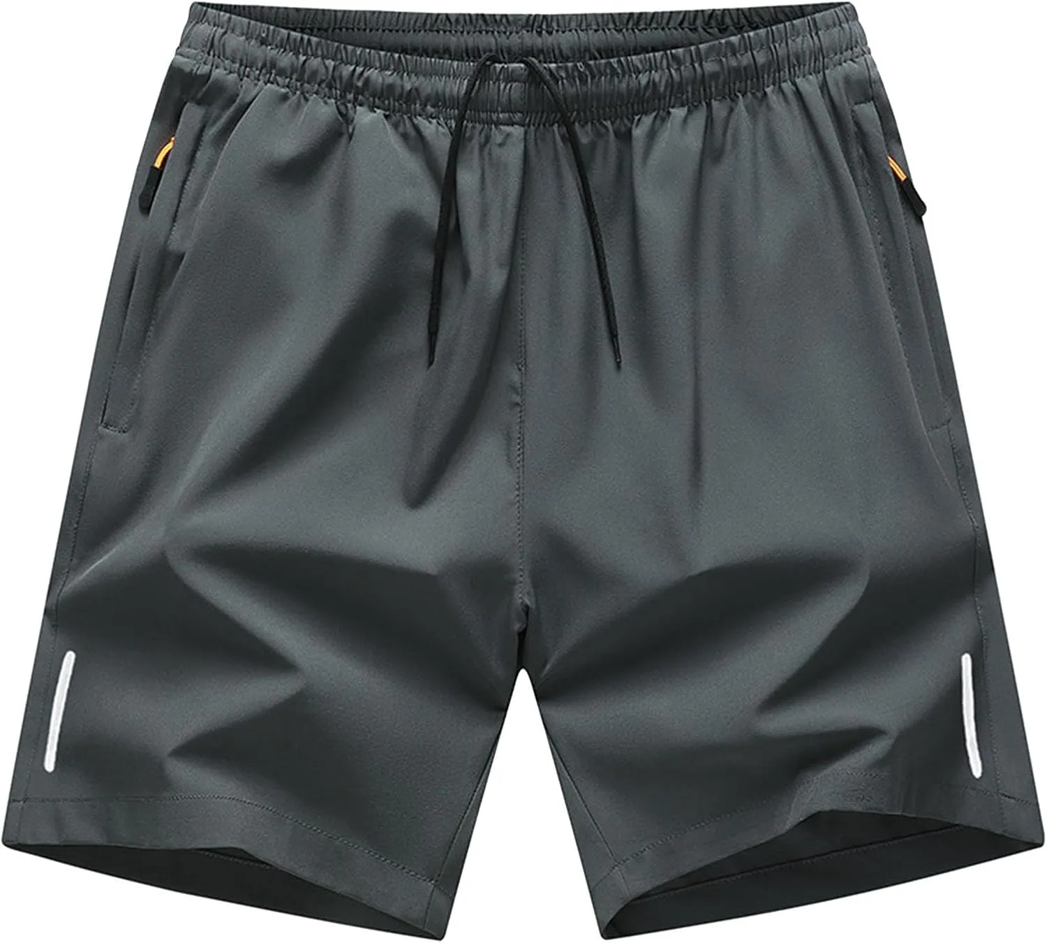 Men's Casual Shorts Elastic Waist Drawstring Shorts Summer Beach Shorts with Zipper Pockets Quick Dry Swimwear Shorts
