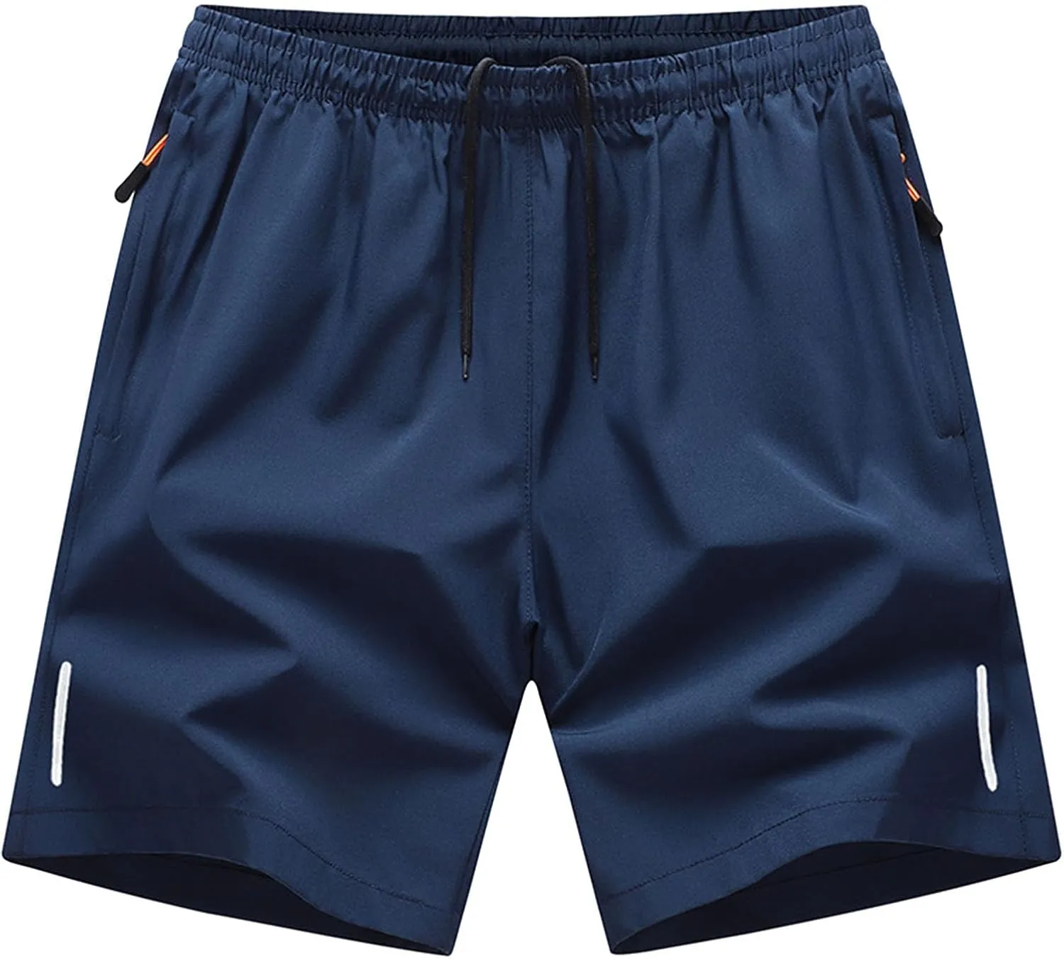 Men's Casual Shorts Elastic Waist Drawstring Shorts Summer Beach Shorts with Zipper Pockets Quick Dry Swimwear Shorts