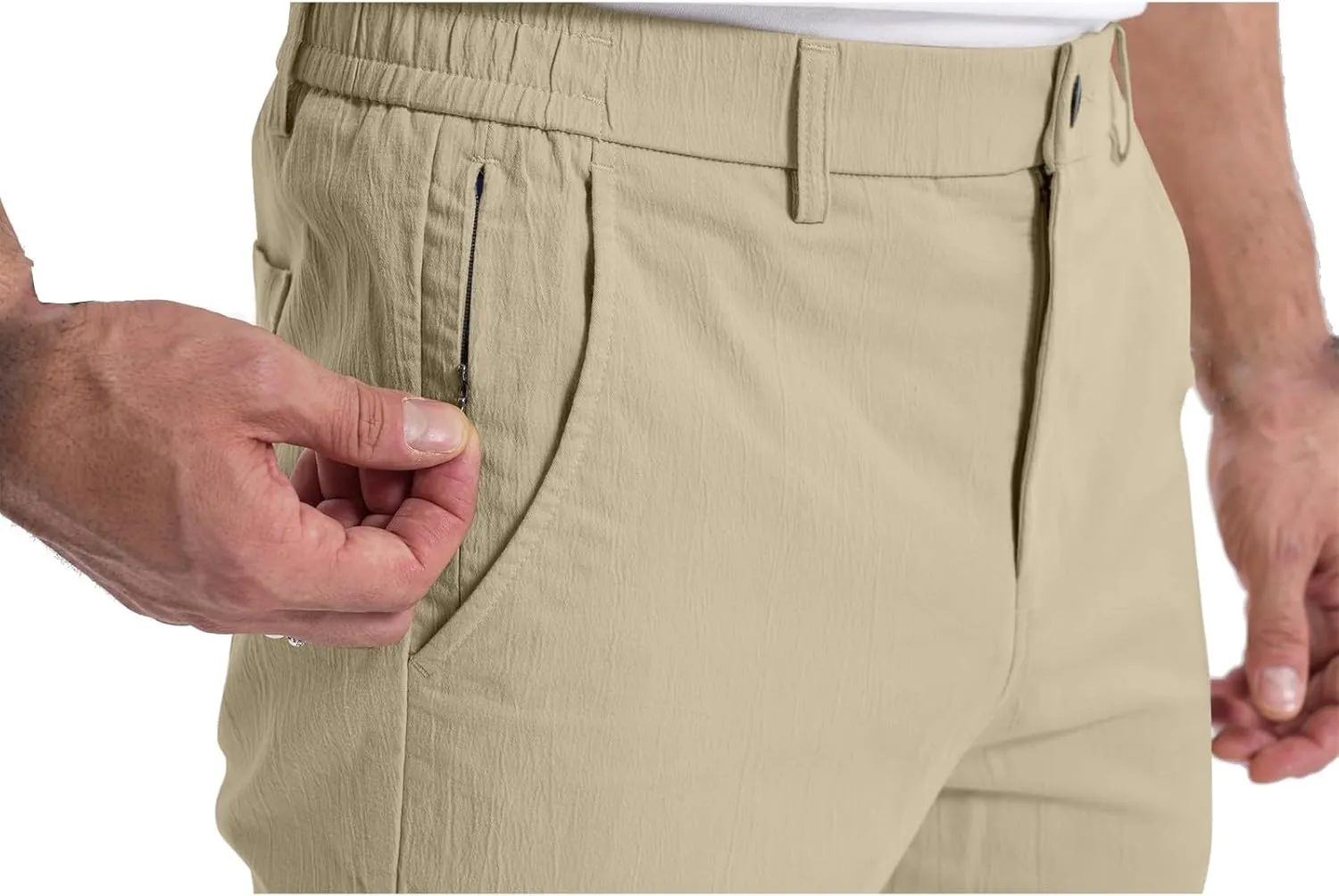 Mens Chinos Pants Slim Fit Stretch Golf Pants Casual Pants Lightweight Crinkle Lounge Pants Work Dress Pants with Pocket