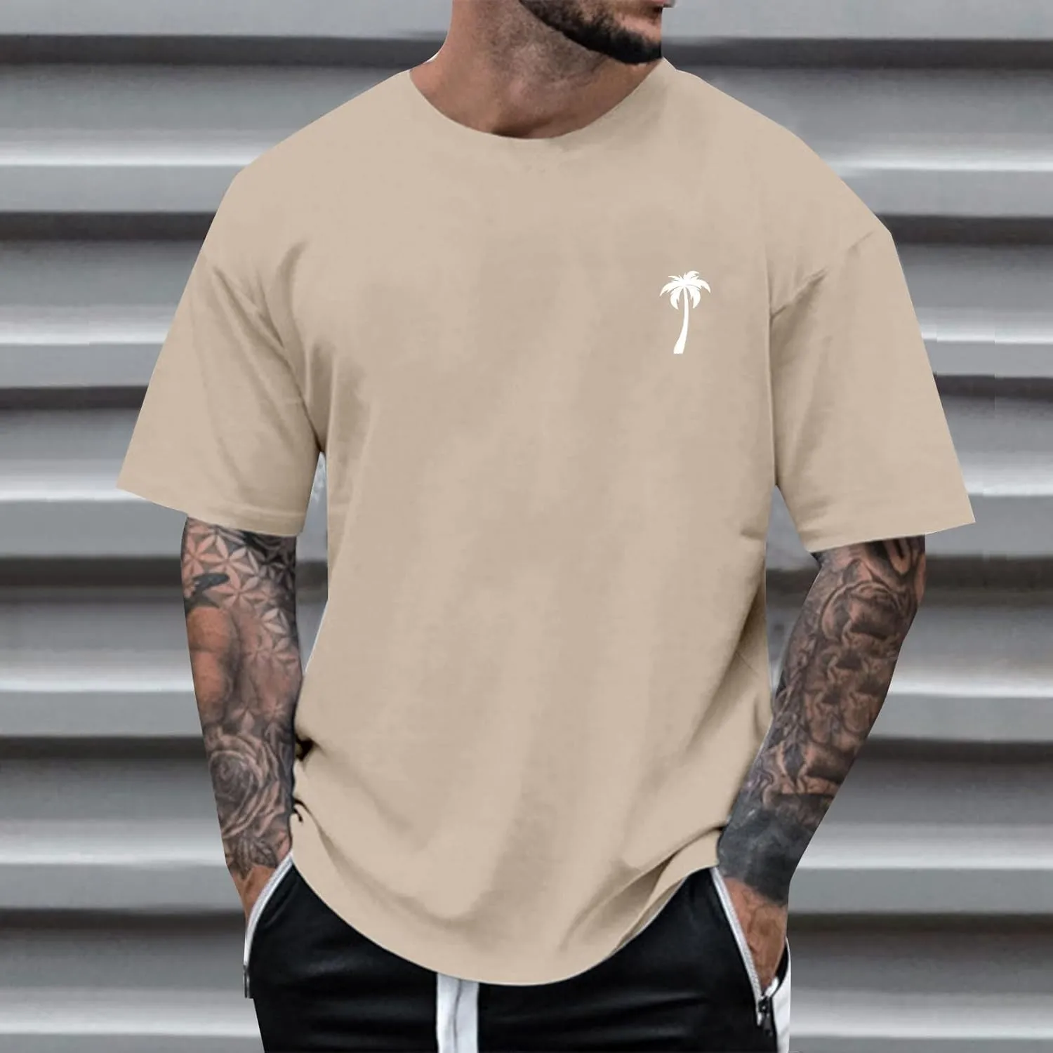 Men's Coconut Printed Graphic Tees Soft Lightweight Crew Neck Short Sleeve T-Shirts Casual Summer Streetwear