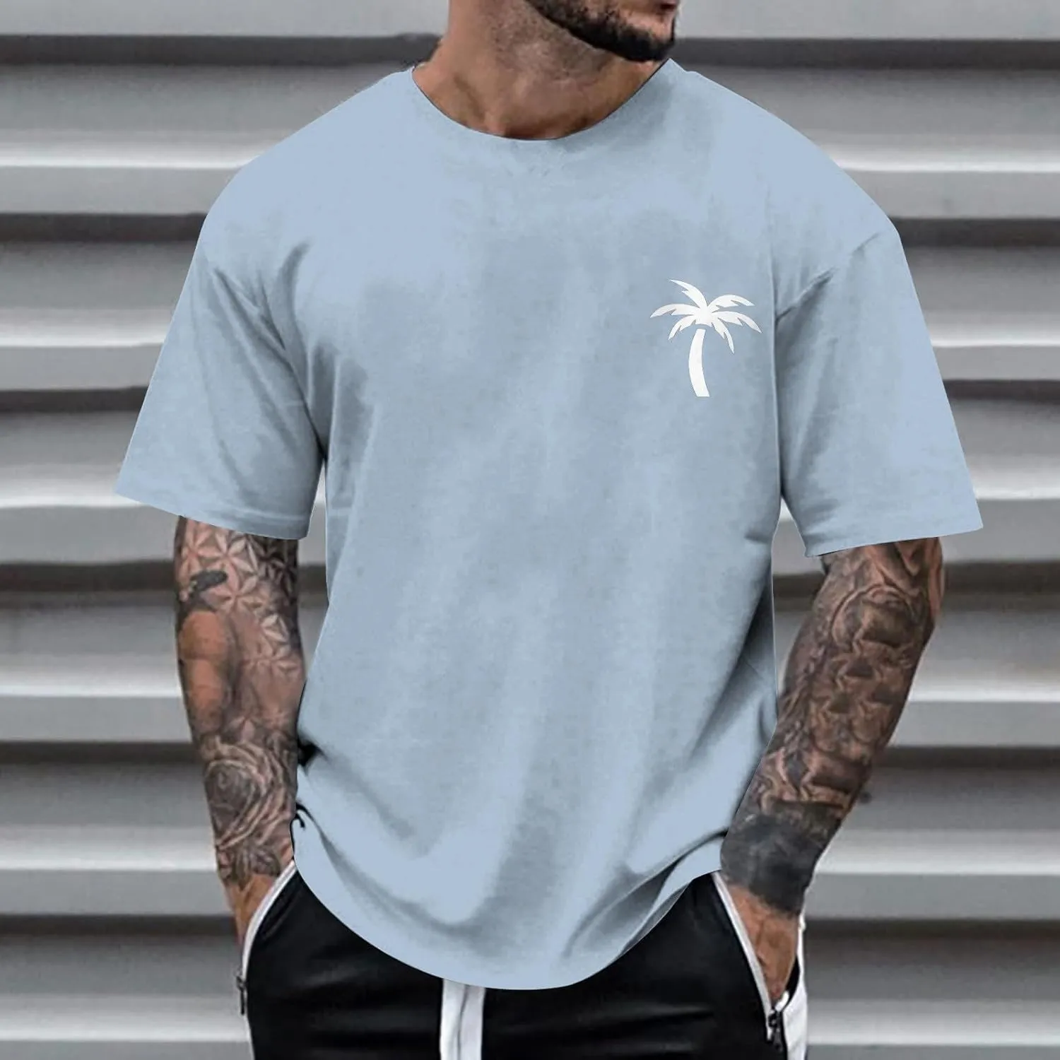 Men's Coconut Printed Graphic Tees Soft Lightweight Crew Neck Short Sleeve T-Shirts Casual Summer Streetwear