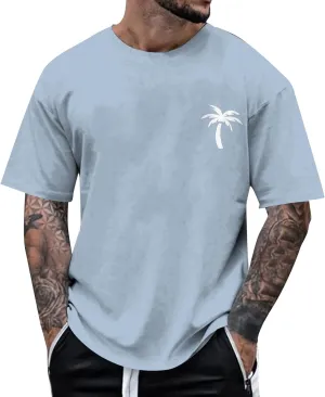 Men's Coconut Printed Graphic Tees Soft Lightweight Crew Neck Short Sleeve T-Shirts Casual Summer Streetwear