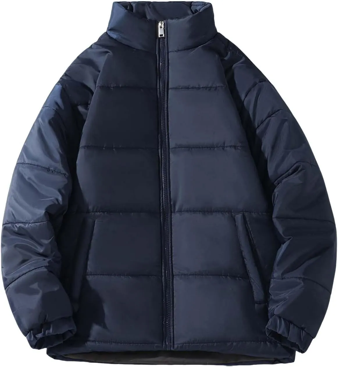 Men's Color Block Padded Quilted Flight Bomber Jacket Lightweight Packable Warm Winter Coat Cotton Jacket Outerwear