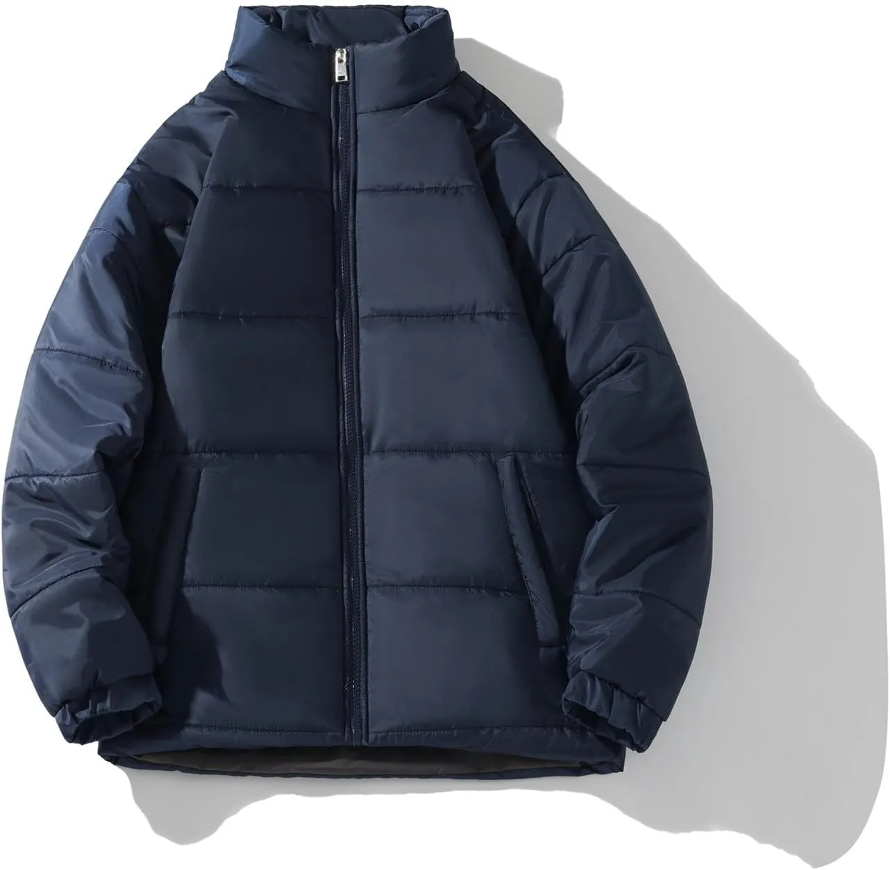 Men's Color Block Padded Quilted Flight Bomber Jacket Lightweight Packable Warm Winter Coat Cotton Jacket Outerwear