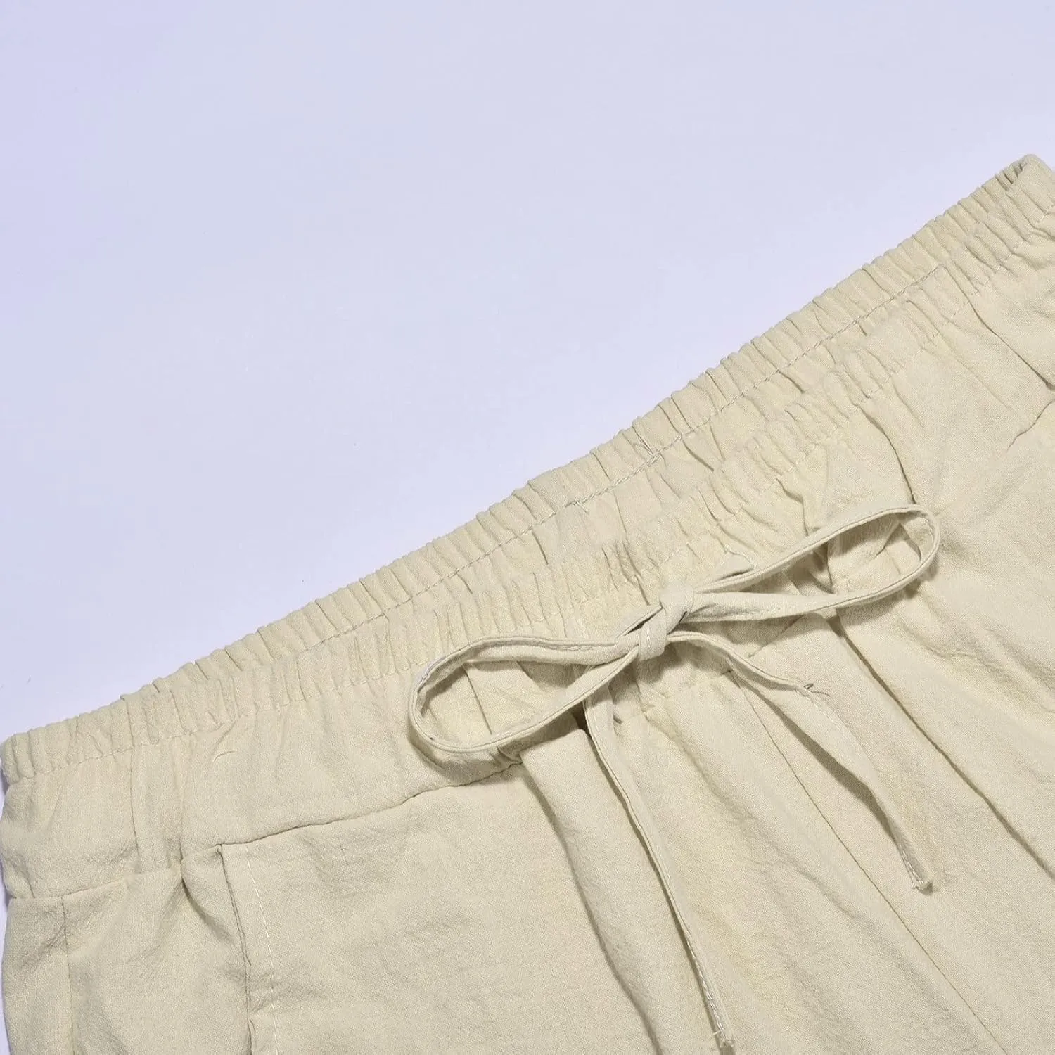 Men's Cotton Linen Pants Casual Drawstring Elastic Waist Beach Pants Loose Yoga Pants Yoga Pants