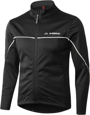 Men's Cycling Jacket, Winter Fleece Thermal Windproof Soft Shell Wind Coat Black XX-Large