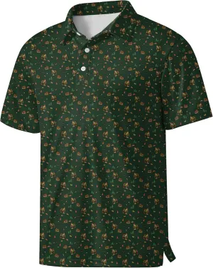 Men's Golf Shirts Moisture Wicking Quick Dry Performance Golf Polo Shirts for Men Fashion Print Short Sleeve Polo Shirts