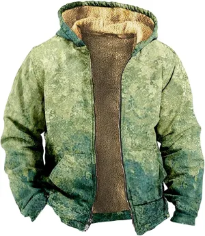 Mens Hoodies Zip Up Winter Fleece Lined Graphic Jacket Tie Dye Cool Heated Coat Big And Tall Thermal Workout Outwear