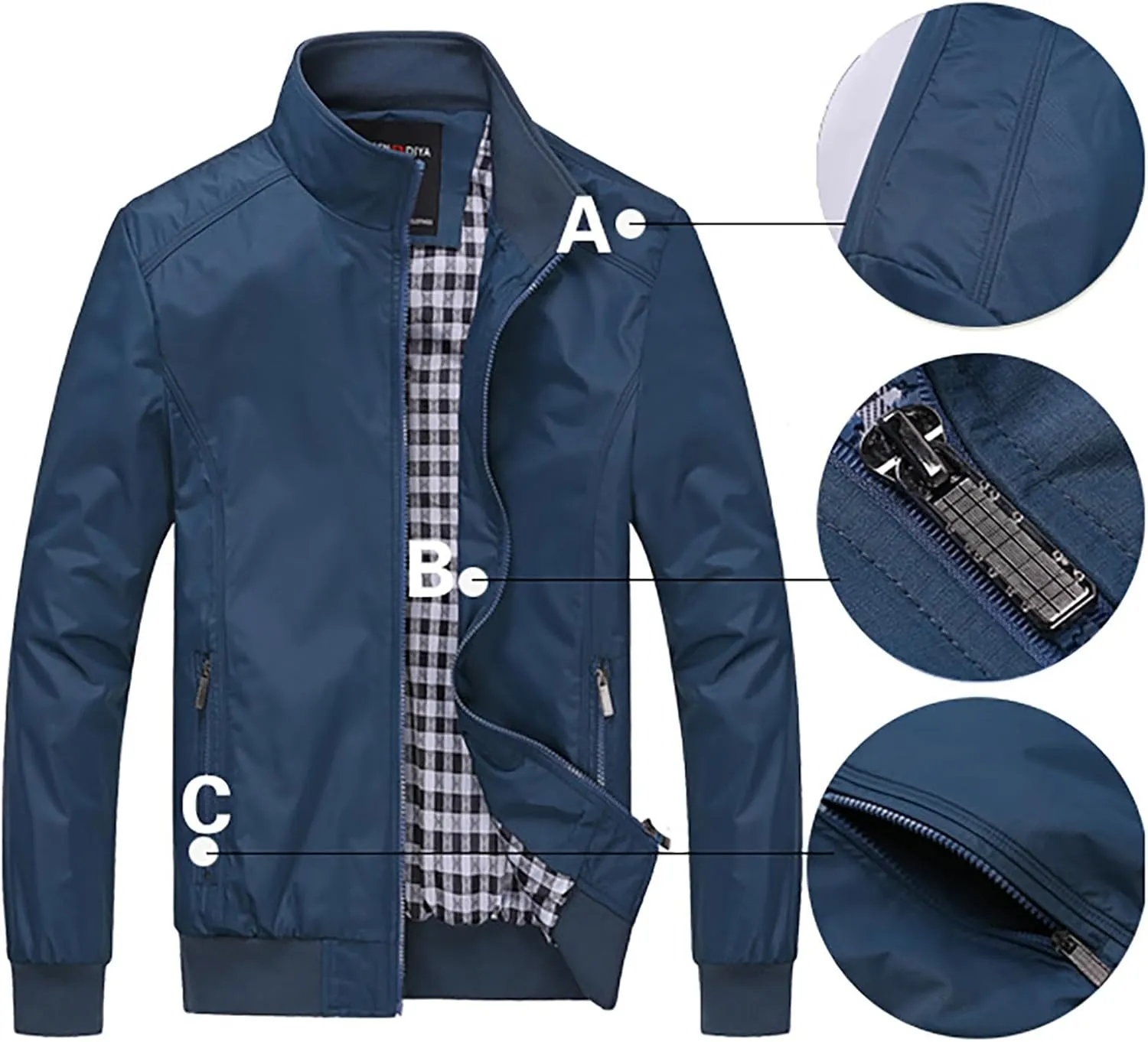 Men's Lightweight Softshell Coat Outerwear Zipper Windbreaker Flight Bomber Jacket Fall Jackets for Men