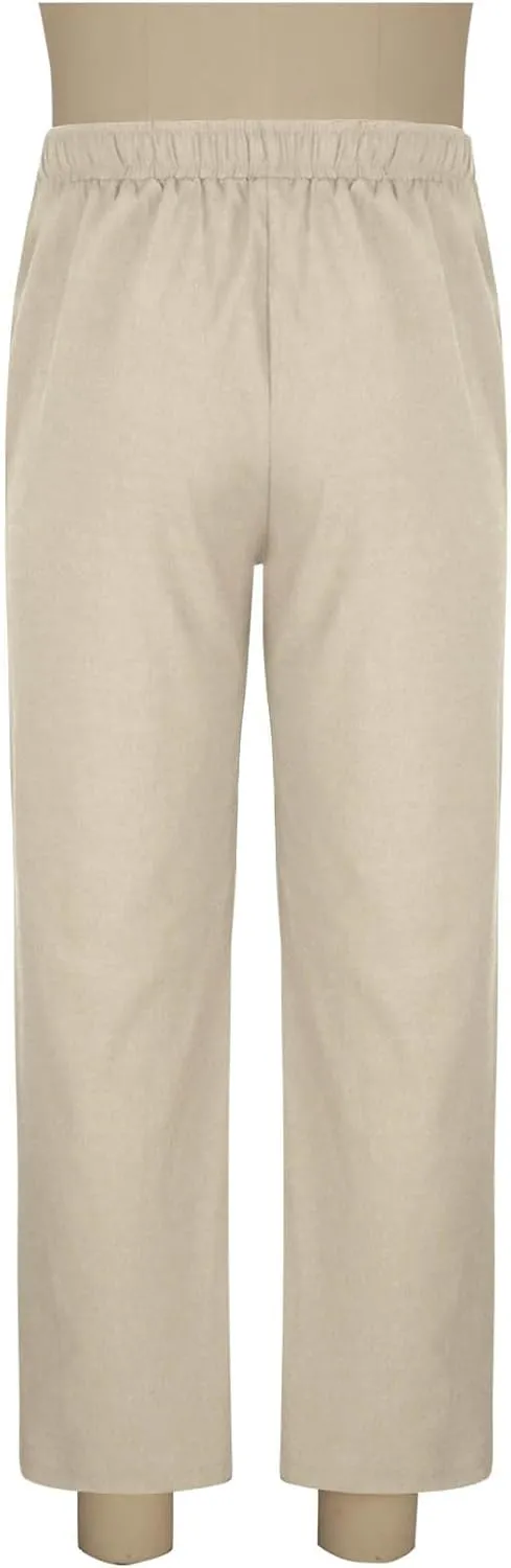 Mens Linen Pants Casual Pants Relaxed-Fit Beach Pants Summer Trousers Drawstring Elastic Waist Pants
