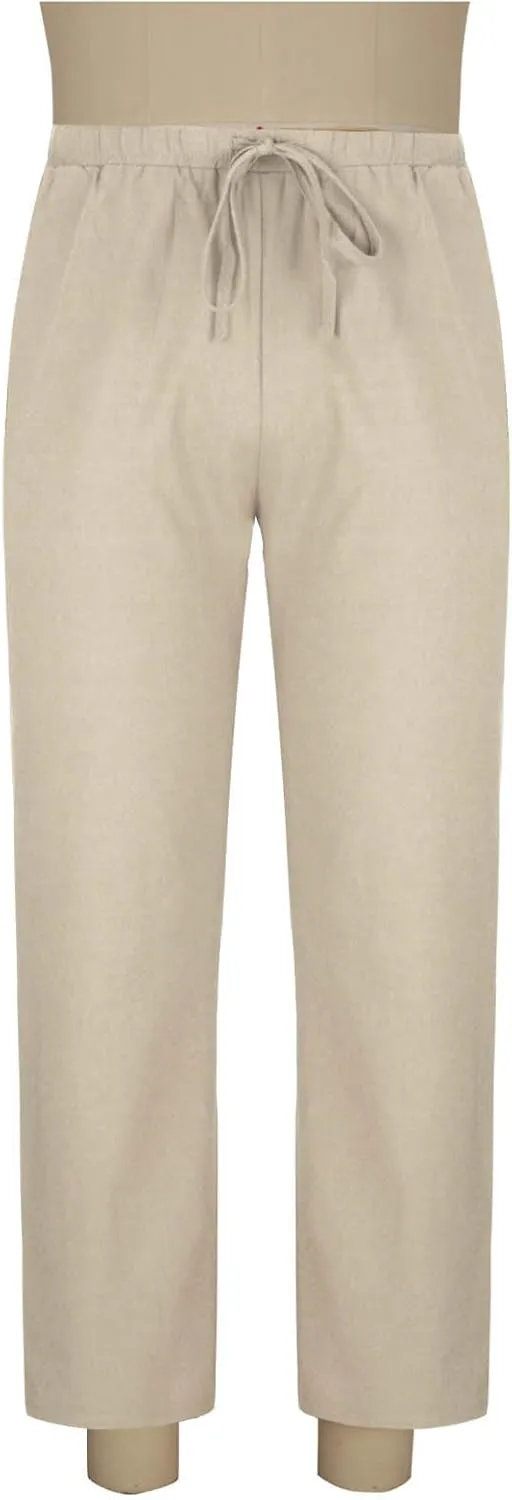 Mens Linen Pants Casual Pants Relaxed-Fit Beach Pants Summer Trousers Drawstring Elastic Waist Pants