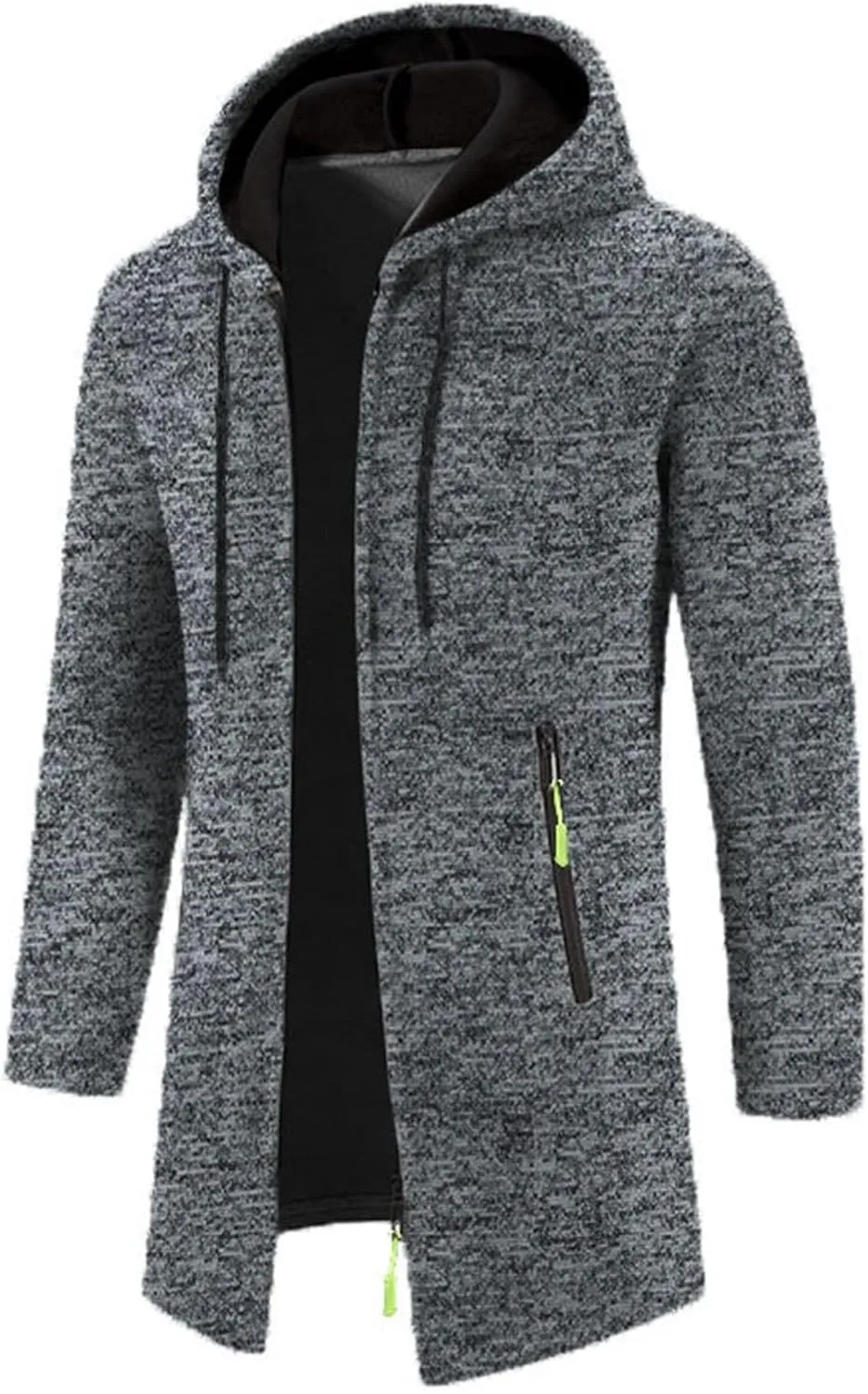 Mens Long Cardigan Jacket Thermal Loose Fit Casual Coat Hooded Drawstring Warm Sweaters Fashion Knitted Jackets