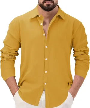 Men's Long Sleeve Casual Button Down Shirts Untucked Shirts for Men Business Work Shirts Regular Fit Dress Shirt