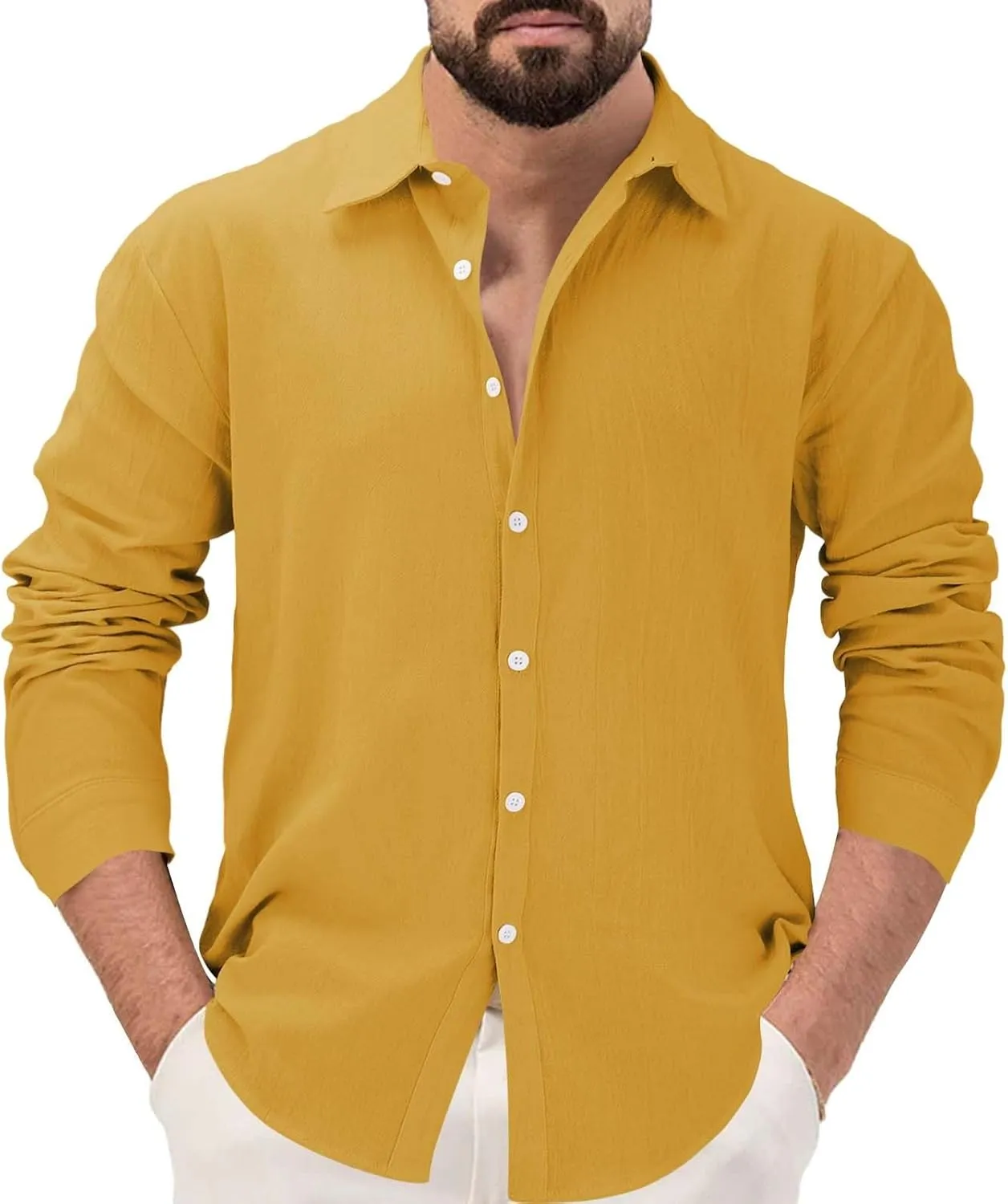 Men's Long Sleeve Casual Button Down Shirts Untucked Shirts for Men Business Work Shirts Regular Fit Dress Shirt