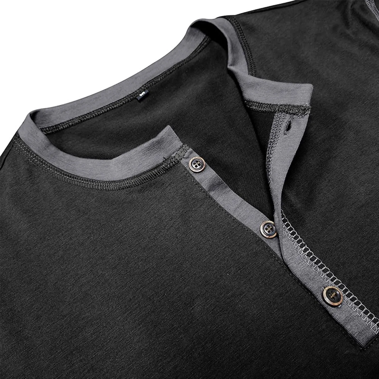 Mens Long Sleeve Muscle T Shirts Athletic Fit Henley Shirts Casual Button Crewneck Longline Gym Workout Tee Shirts