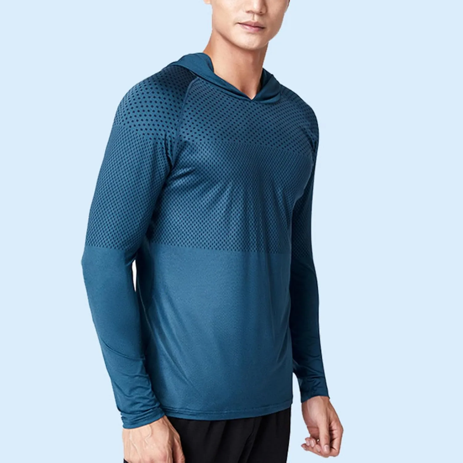 Mens Long Sleeve T-Shirt with Hood Quick Dry Long Sleeve Workout Pullover Lightweight Hooded Muscle Fit Sweatshirts