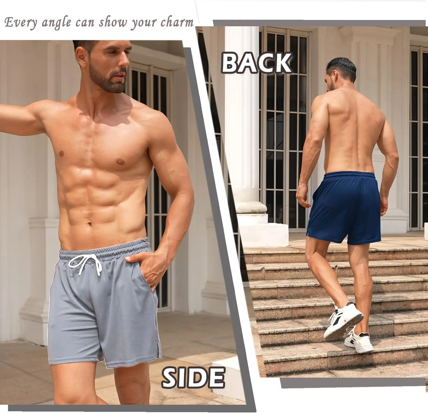 Men's Mesh Running Shorts 5 Inch Shorts Mens Workout Shorts 5 Inch Gym Shorts Men with Pockets