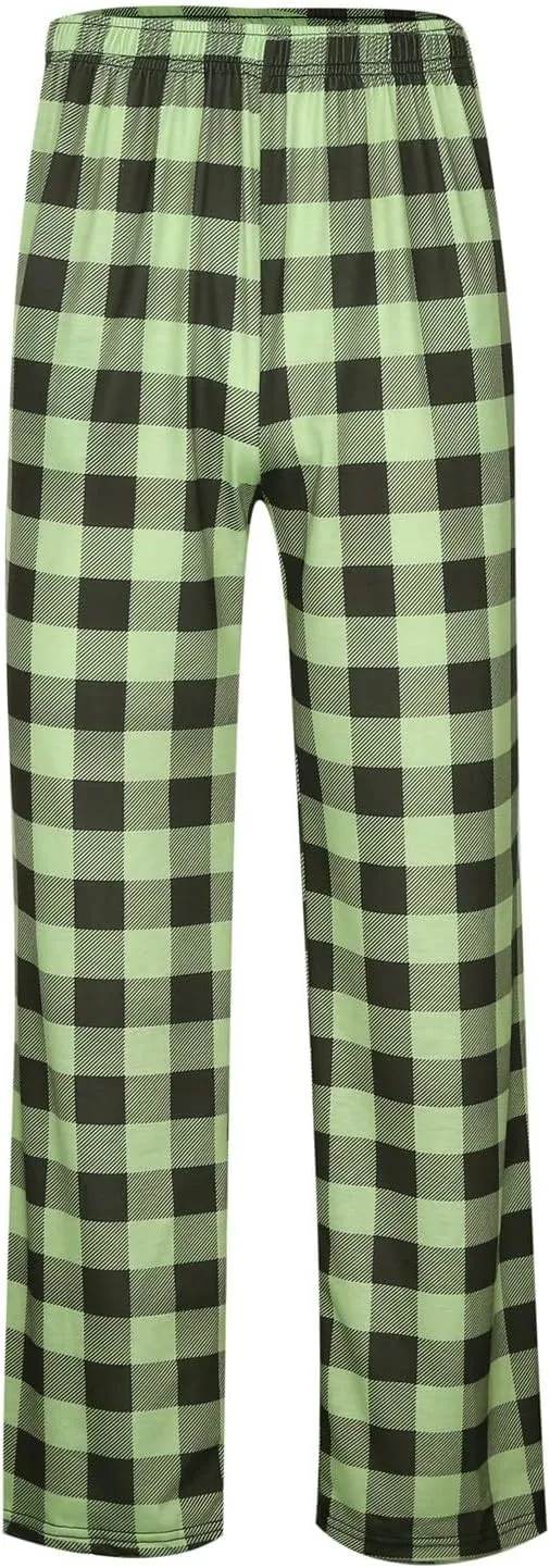 Mens Pajamas Pants Plaid Casual Pants Pants Elastic Waist Trousers Lightweight Comfy Homewear Pants with Pockets