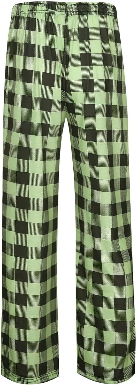 Mens Pajamas Pants Plaid Casual Pants Pants Elastic Waist Trousers Lightweight Comfy Homewear Pants with Pockets