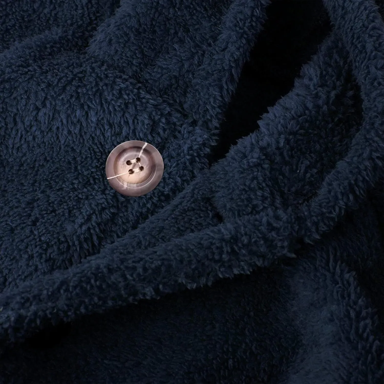 Men's Plush Warm Jacket Coat Button Fluffy Furry Soft Hooded Jacket Outerwear Casual Solid Color Long Sleeve Coat