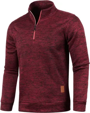 Mens Quarter Zip Pullover Mock Neck Long Sleeve Quarter Zip Polo Shirts Athletic Performance Shirt Running Workout Top