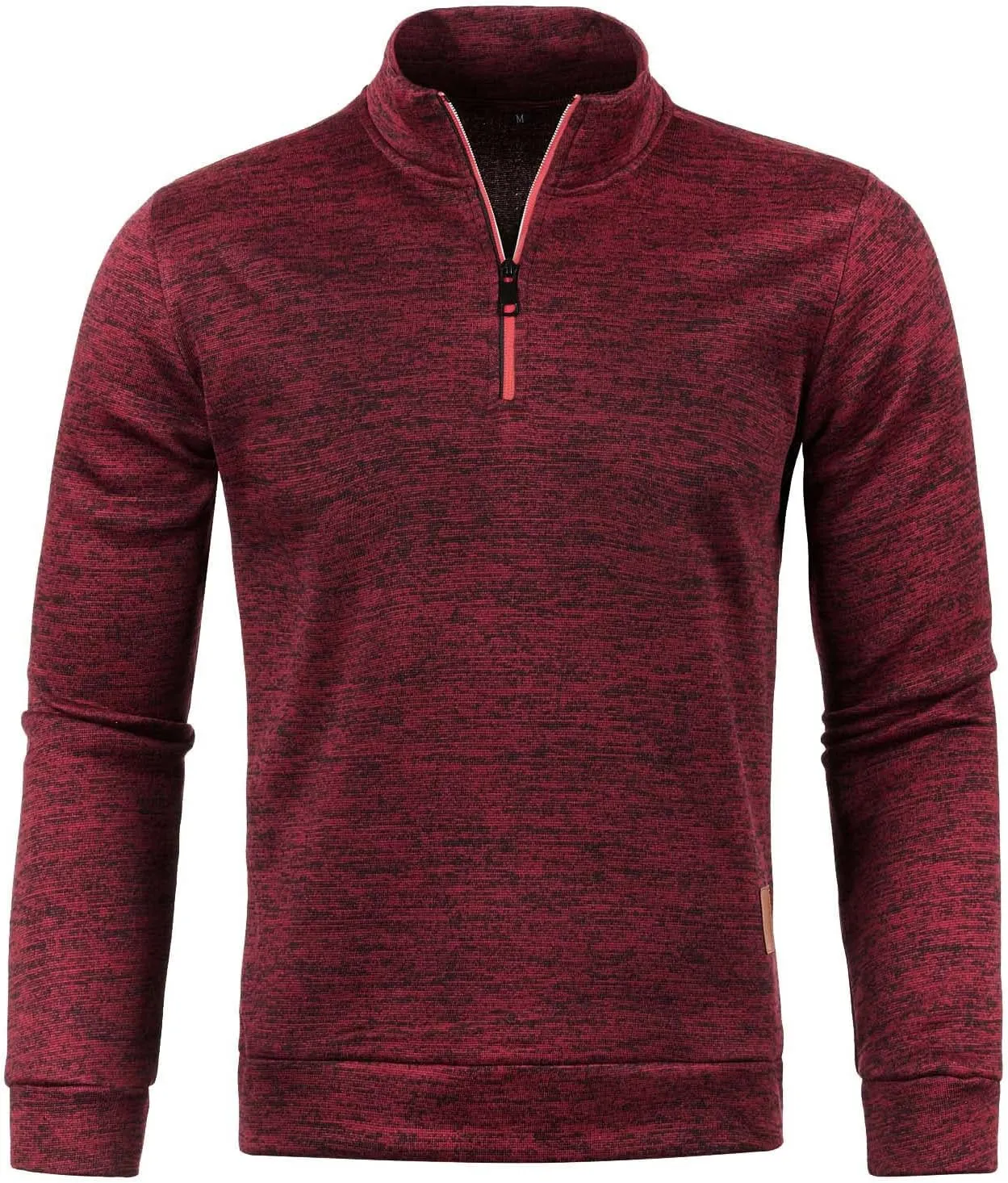 Mens Quarter Zip Pullover Mock Neck Long Sleeve Quarter Zip Polo Shirts Athletic Performance Shirt Running Workout Top