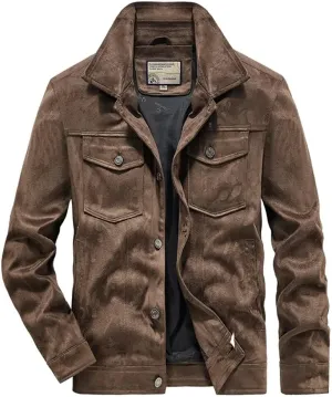 Men's Slim-Fit British Style Outdoor Sports Cargo Retro Suede Coat Youth All-Match Cargo Jacket