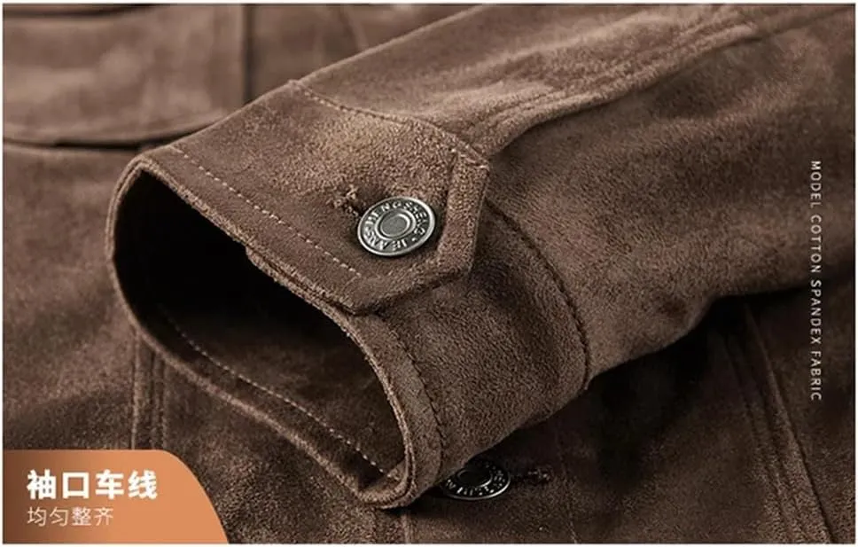 Men's Slim-Fit British Style Outdoor Sports Cargo Retro Suede Coat Youth All-Match Cargo Jacket