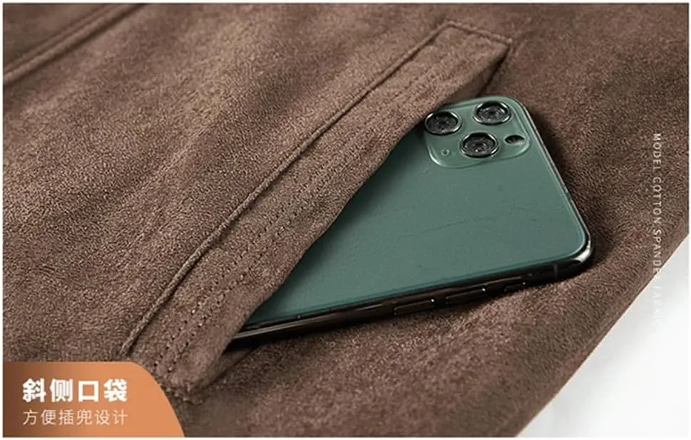 Men's Slim-Fit British Style Outdoor Sports Cargo Retro Suede Coat Youth All-Match Cargo Jacket