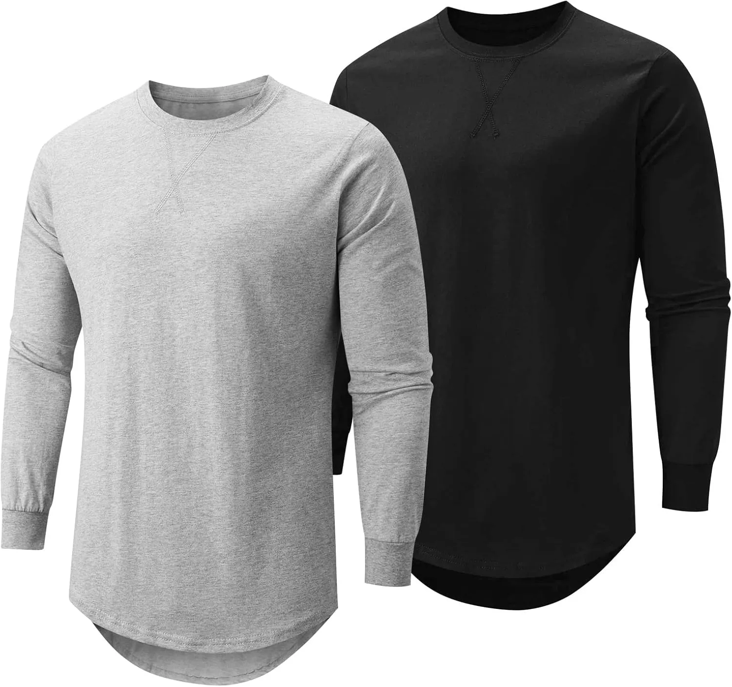 Mens T Shirts Casual Hipster Hip Hop Longline Crewneck Tee Shirts
