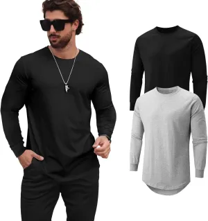 Mens T Shirts Casual Hipster Hip Hop Longline Crewneck Tee Shirts