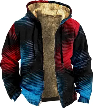 Mens Winter Coats Solid Color Zipper Hooded Warm Windbreaker Jackets Oversized Heavy Hoodie