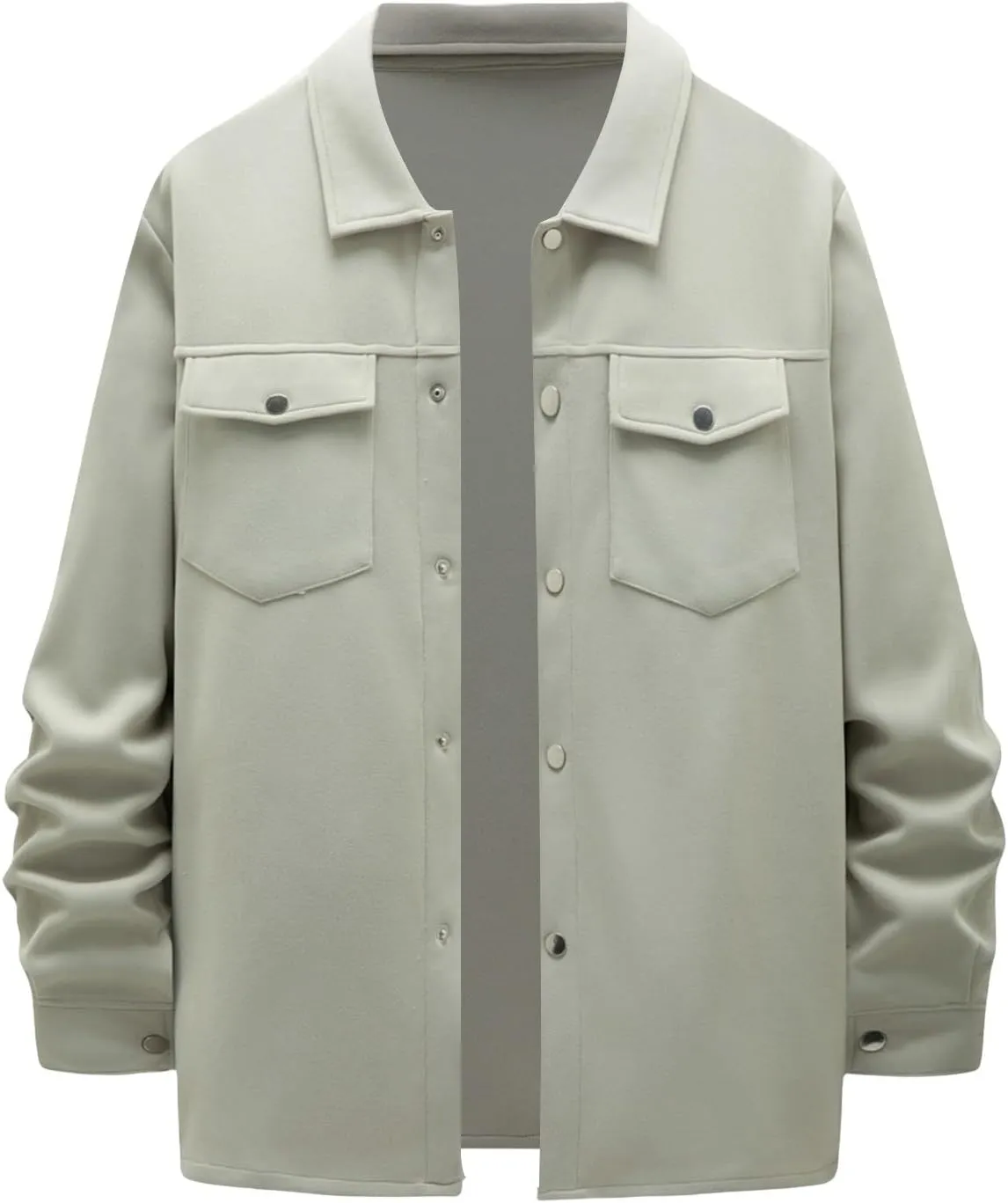 Mens Work Shirt Jackets Casual Lightweight Button Down Cargo Jackets with Flap Pockets Slim Fit Overshirt Shackets