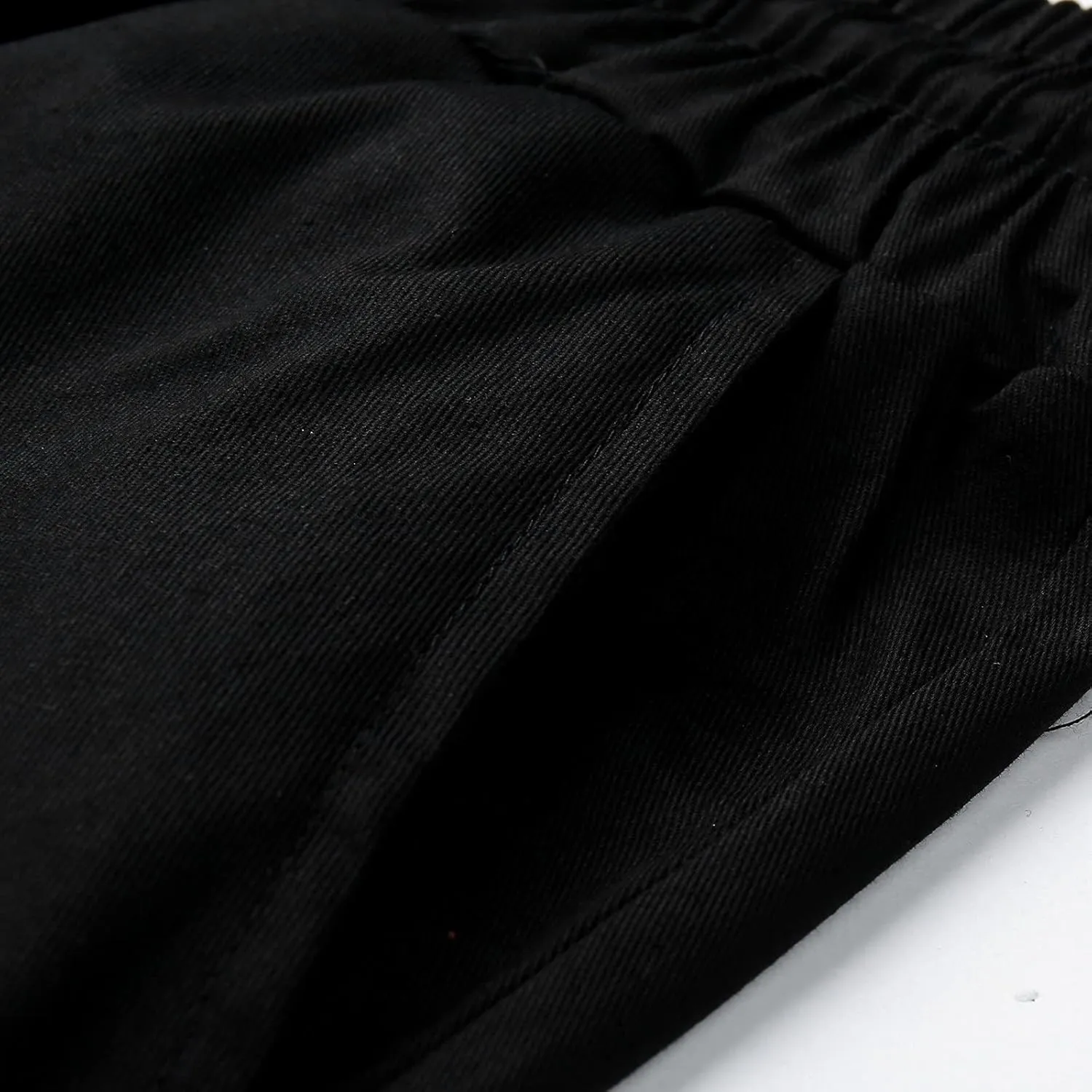 Mens Workout Cargo Sweatpants Pockets Pant Mens Cotton Linen Pants Loose Casual Lightweight Elastic Waist Drawstring