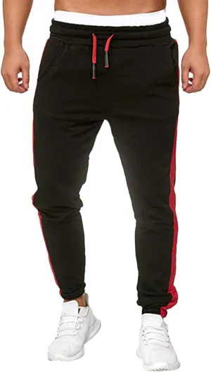 Mens Workout Cargo Sweatpants Stretch Elastic Waist Multiple Pockets Sports Pants Fitness Sports Trousers Men's Cargo