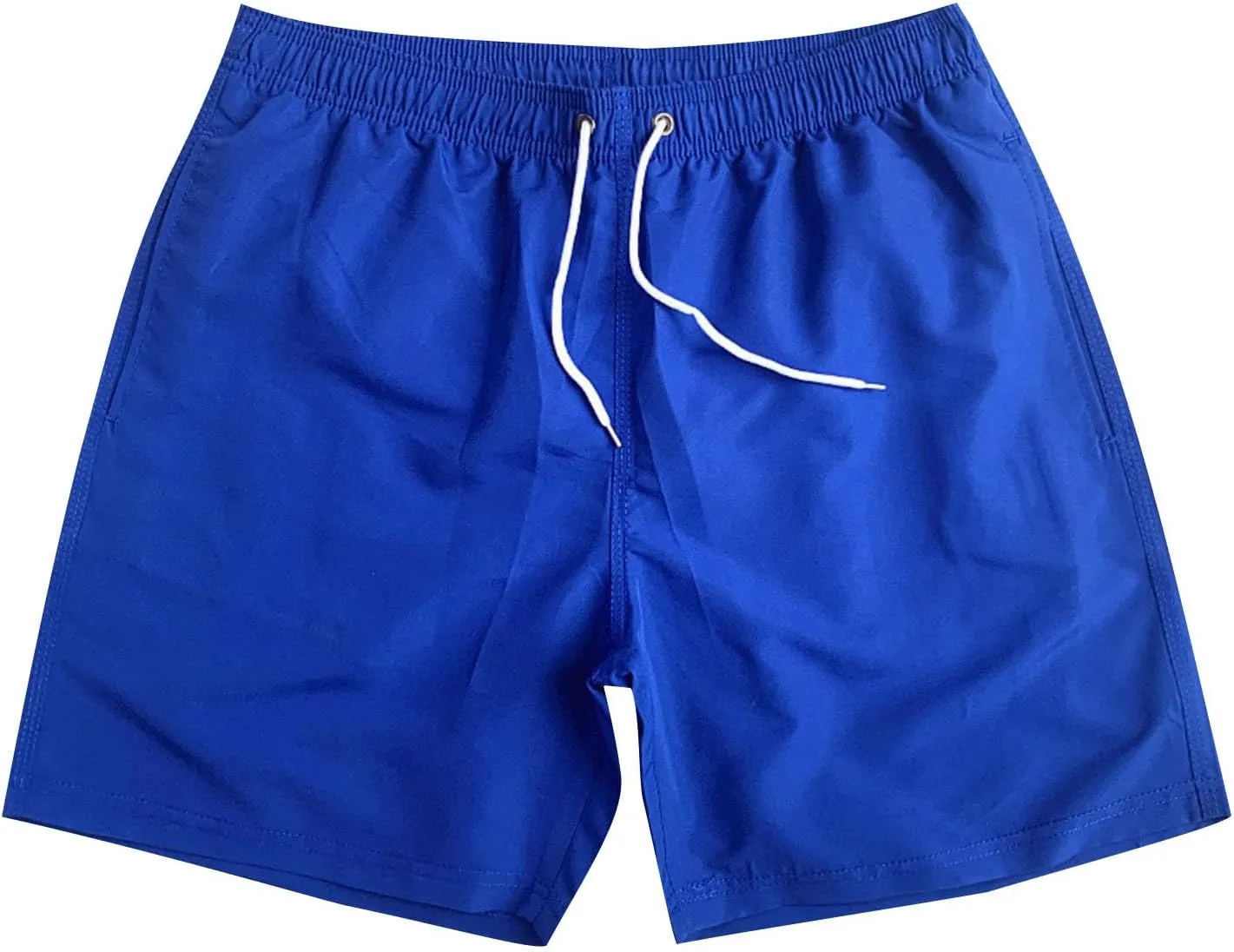 Men's Workout Running Shorts Mesh Lining Quick Dry Shorts Solid Summer Beach Shorts Elastic Waist Drawstring Shorts