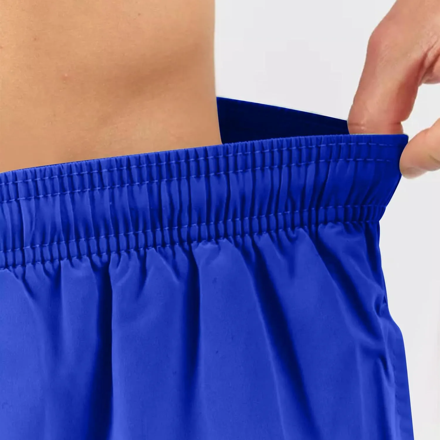 Men's Workout Running Shorts Mesh Lining Quick Dry Shorts Solid Summer Beach Shorts Elastic Waist Drawstring Shorts
