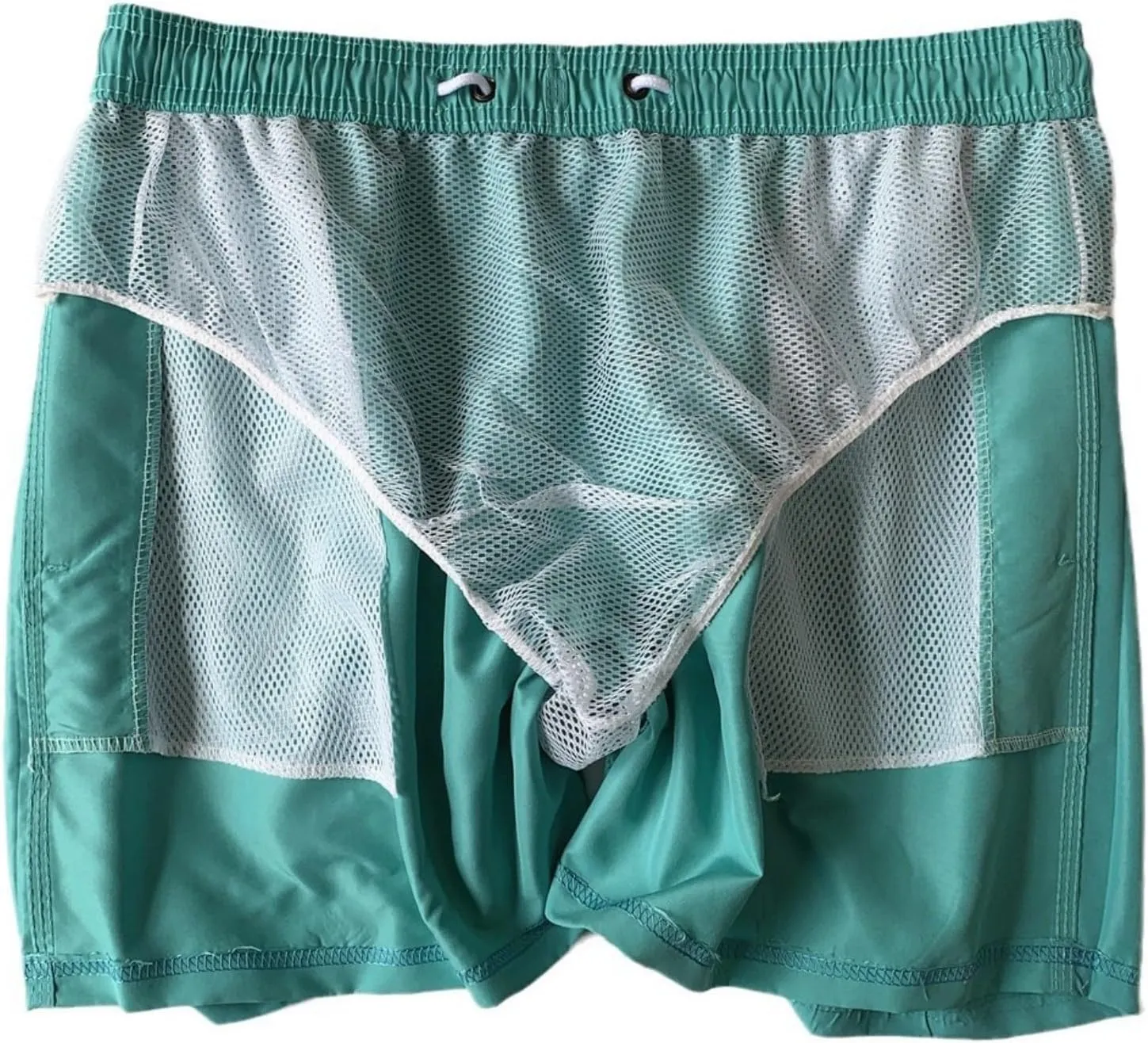 Men's Workout Running Shorts Mesh Lining Quick Dry Shorts Solid Summer Beach Shorts Elastic Waist Drawstring Shorts