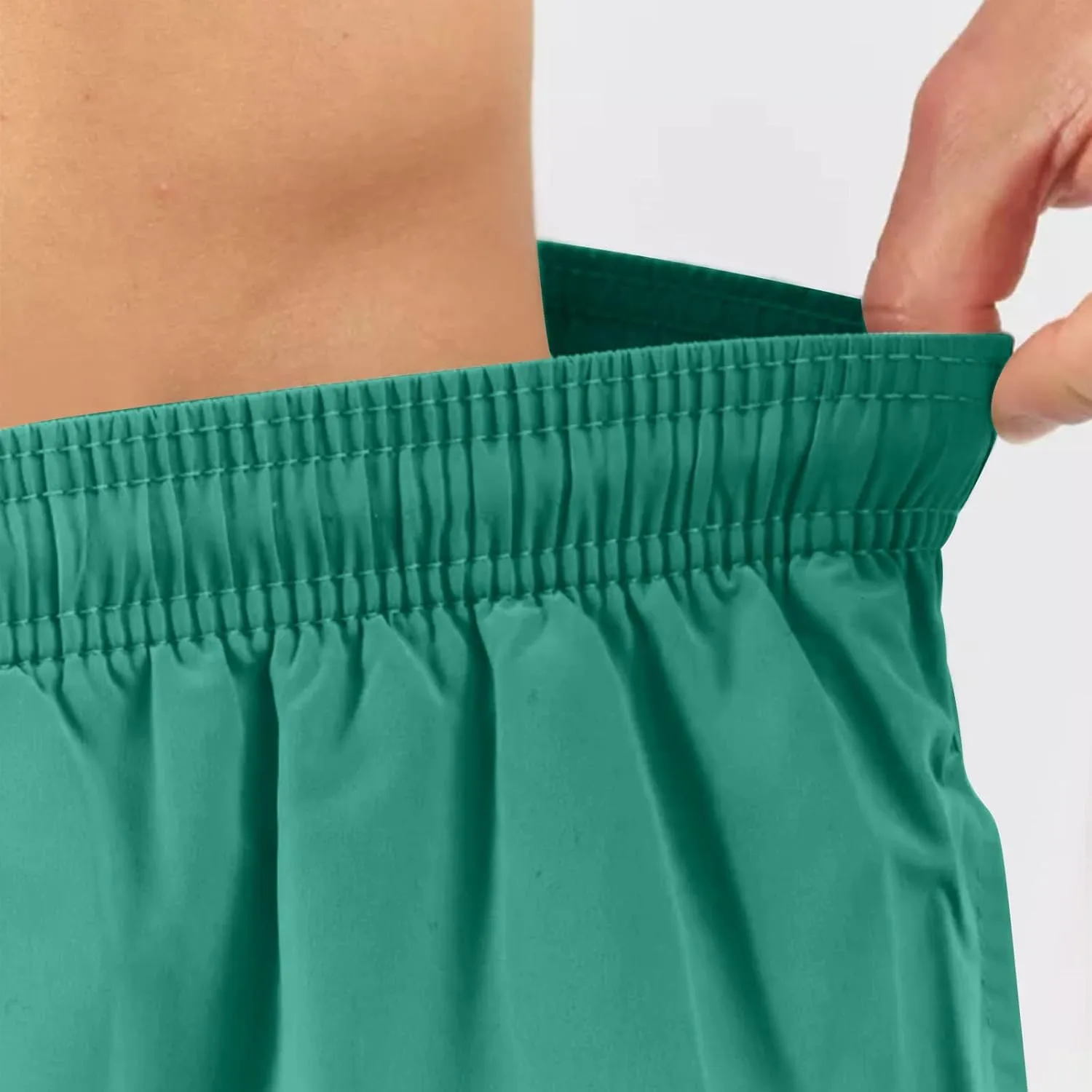 Men's Workout Running Shorts Mesh Lining Quick Dry Shorts Solid Summer Beach Shorts Elastic Waist Drawstring Shorts