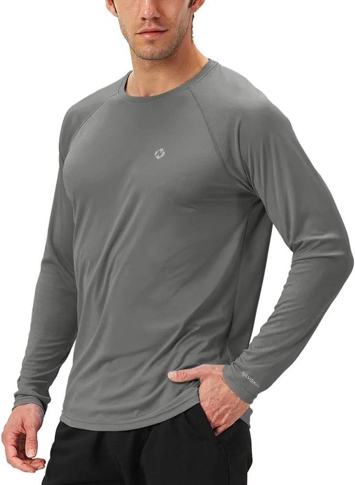 NAVISKIN Men's Rash Guard Shirts Swim Shirts UPF 50  UV Sun Protection Long Sleeve Shirts Lightweight Quick Dry