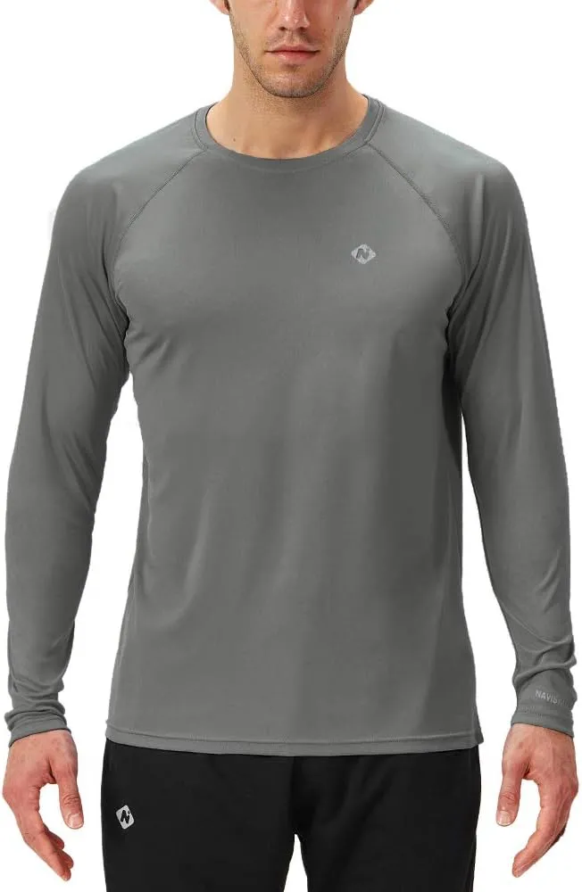 NAVISKIN Men's Rash Guard Shirts Swim Shirts UPF 50  UV Sun Protection Long Sleeve Shirts Lightweight Quick Dry