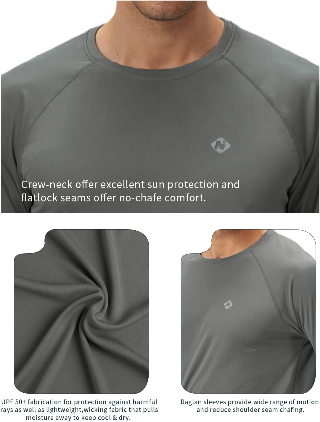 NAVISKIN Men's Rash Guard Shirts Swim Shirts UPF 50  UV Sun Protection Long Sleeve Shirts Lightweight Quick Dry