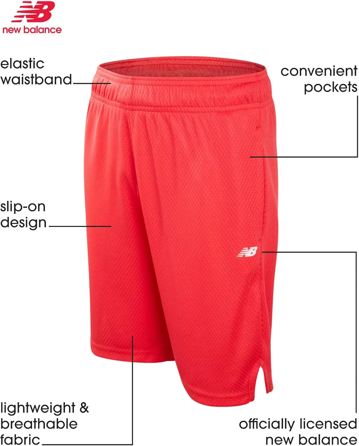 New Balance Boys' Active Shorts - Performance Gym Shorts with Pockets - Kids' Mesh Athletic Shorts for Boys' (Size: 4-20)