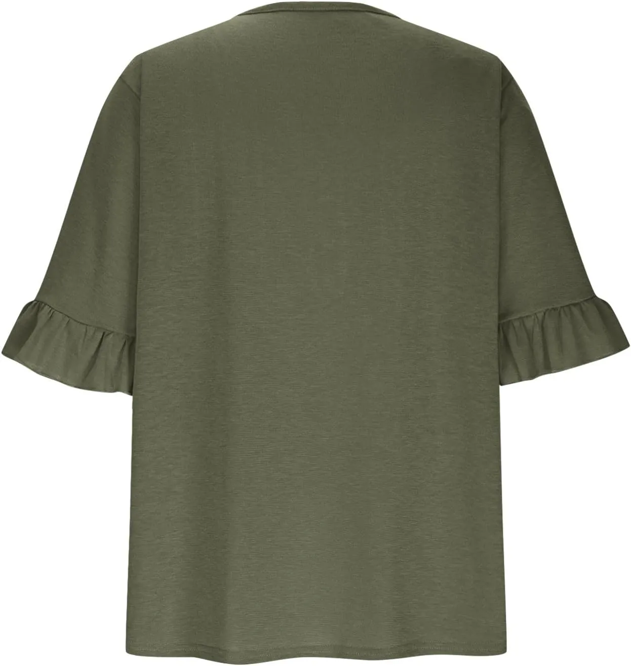Oplxuo Womens Button Down Shirts Ruffle Short Sleeve V-Neck Pleated Front Tunic Tops Dressy Casual Work Blouses