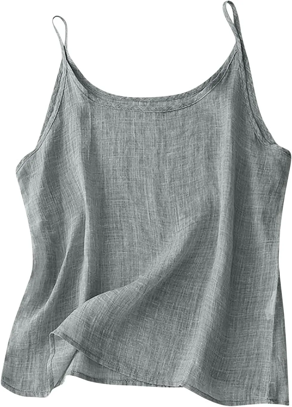 Oplxuo Womens Linen Tank Top Sleeveless Spaghetti Strap Camisole Tops Casual Solid Color Tee Shirts Summer Flowy Tank Top