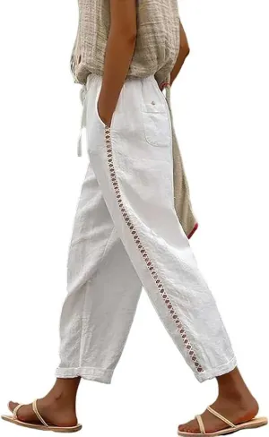 Orwya Pants Women, Olzeep Striped Pants, Linen Pants Women, Olzeep Classy Striped Side Pocket Pants
