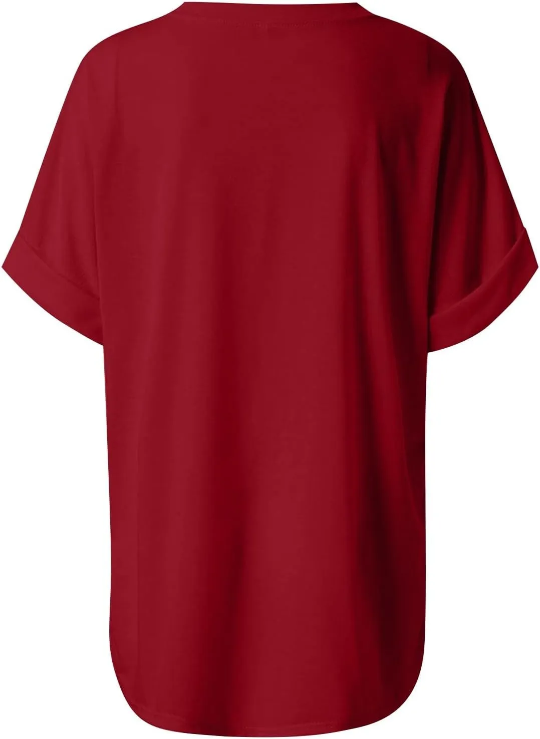 Oversized Shirts for Women V Neck Rolled Short Sleeve Shirts Loose Fit Summer Tops Casual Workout Shirts Tunic Tops
