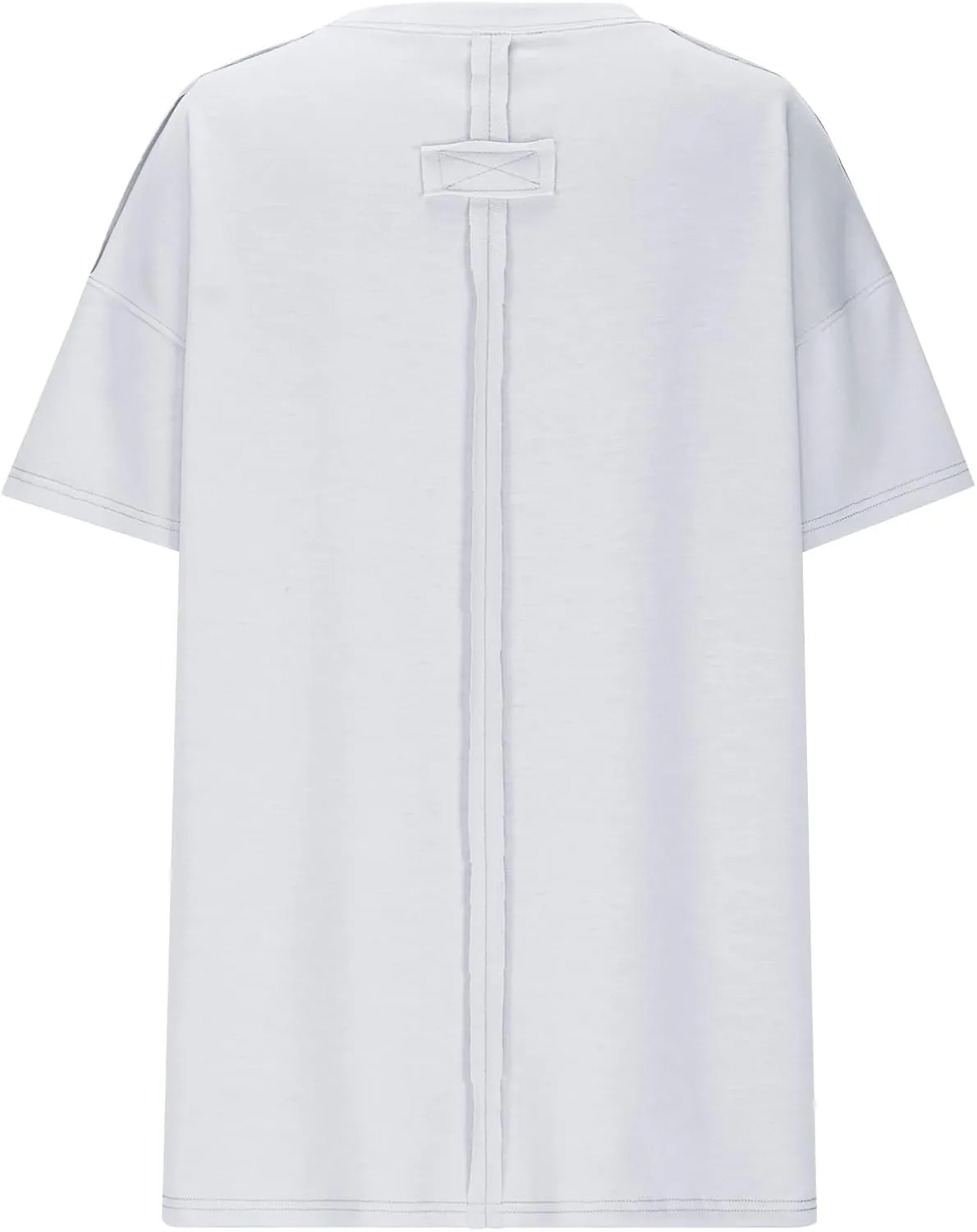 Oversized Tshirts for Women Patchwork Side Slit Summer Tops Crewneck Short Sleeve Shirts Blouses Workout Y2k Clothing