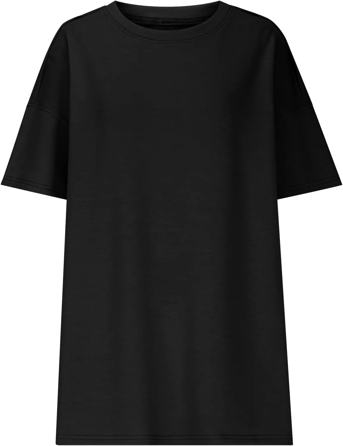 Oversized Tshirts for Women Patchwork Side Slit Summer Tops Crewneck Short Sleeve Shirts Blouses Workout Y2k Clothing